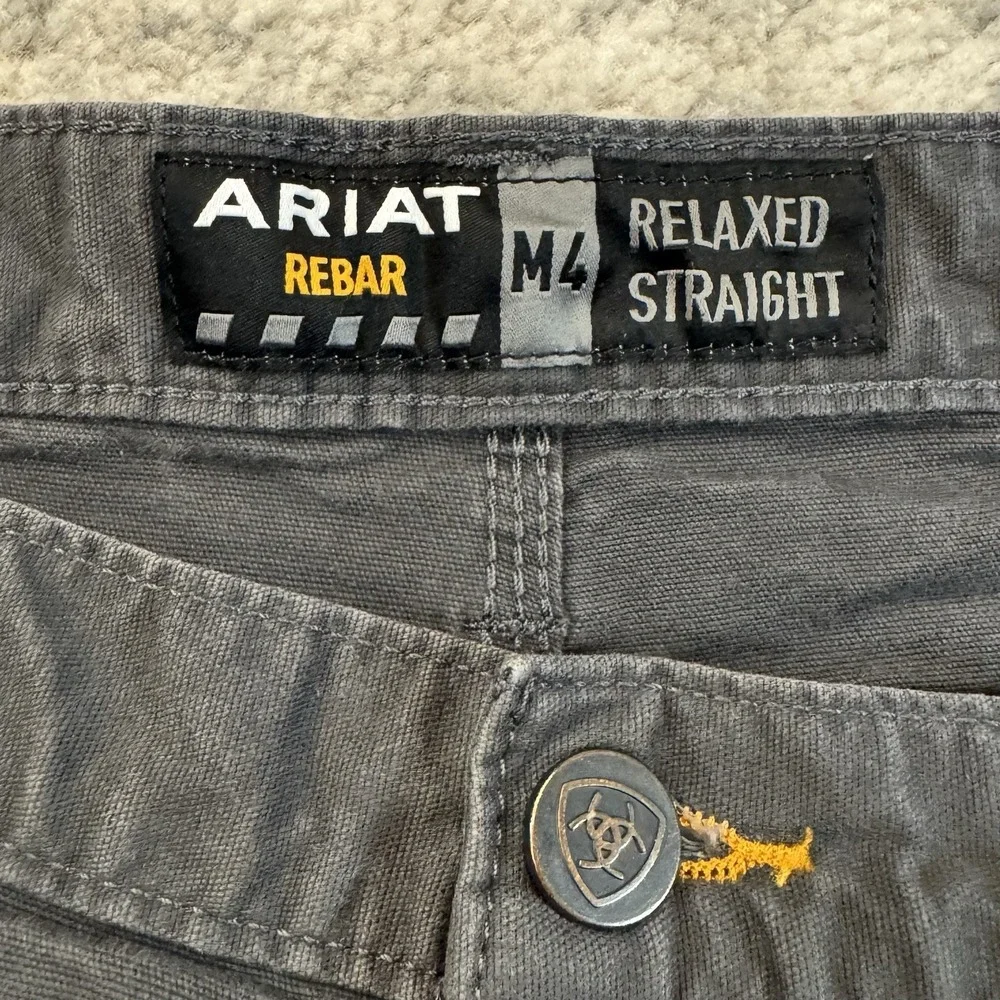 Ariat Rebar Jeans Fits Mens 36x32 Grey M4 Relaxed Straight DuraStretch Workwear